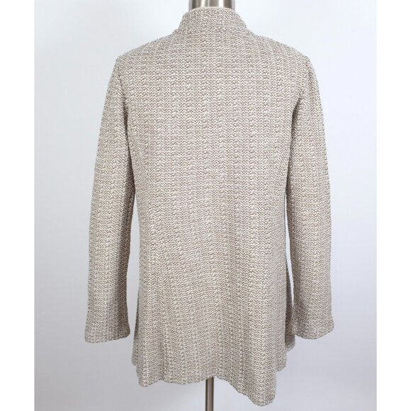 St John Collection sz 6 long jacket coat moss taupe knit open front - Picture 2 of 8